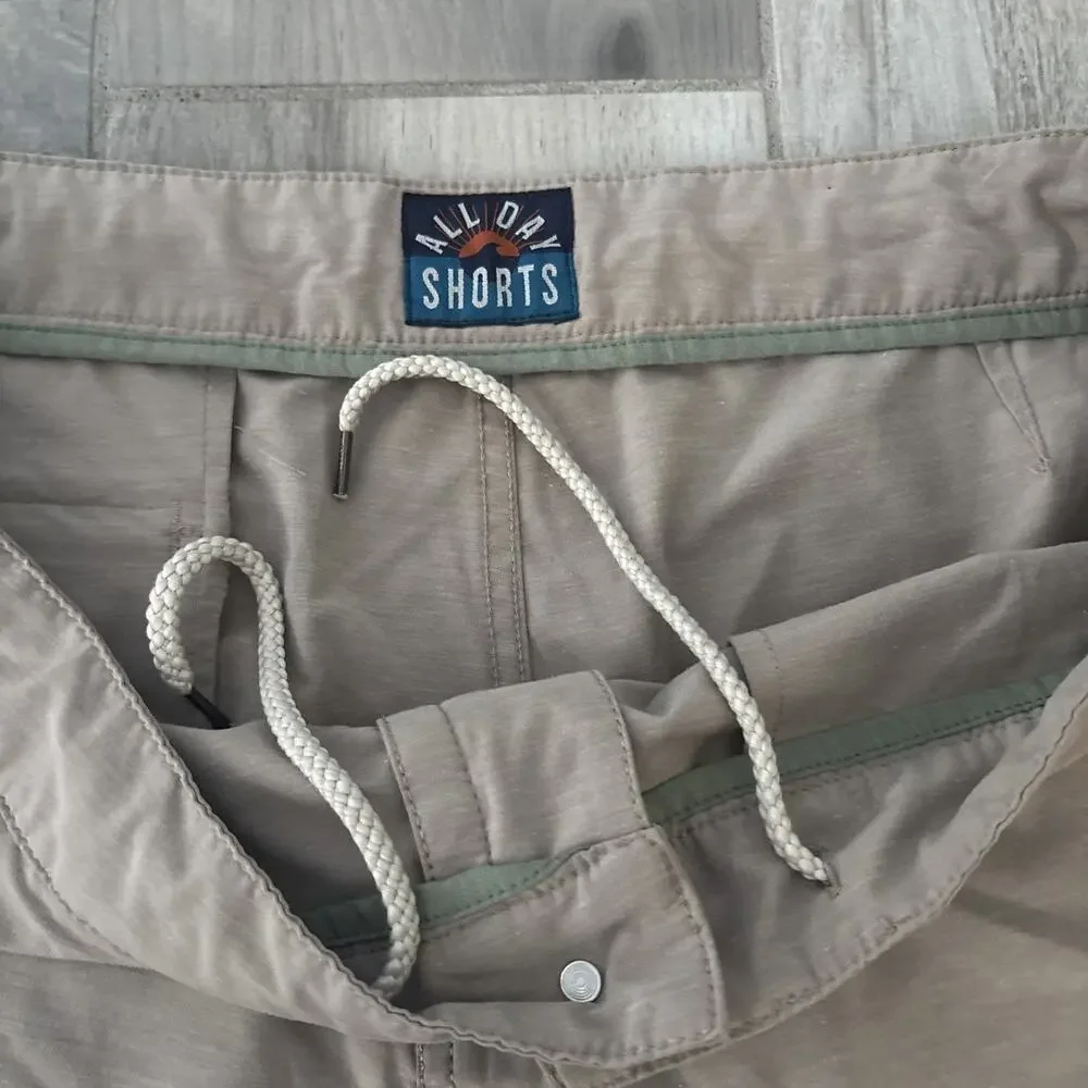 Faherty Shorts Men 36 Beige All Day Performance Hybrid Drawstring Lightweight
